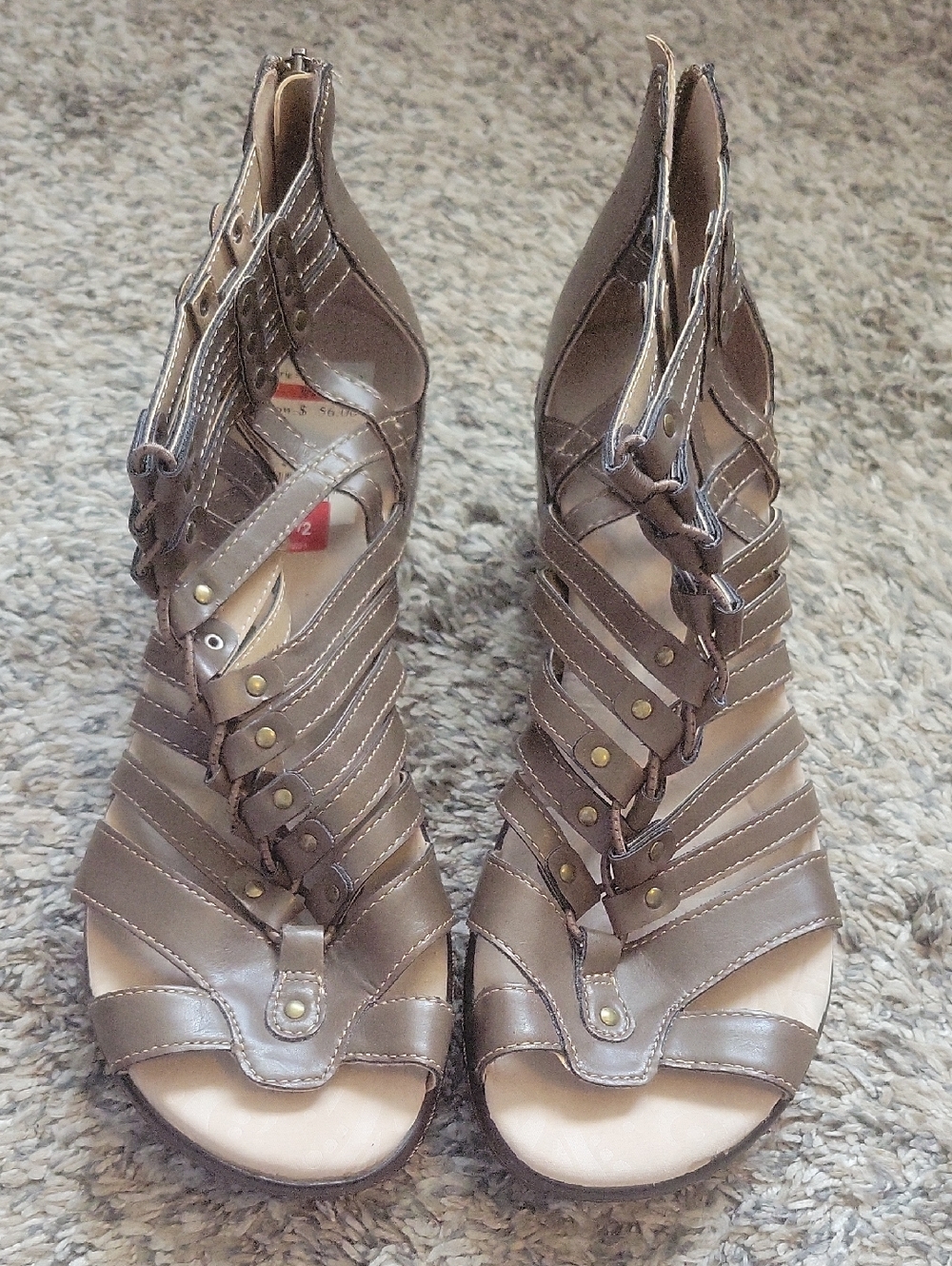 JBU Taupe Strappy Braided Gladiator Sandals